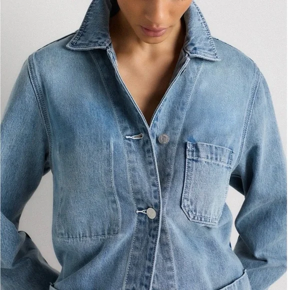 Quince Medium Blue Denim Utility Jacket - Picture 3 of 6